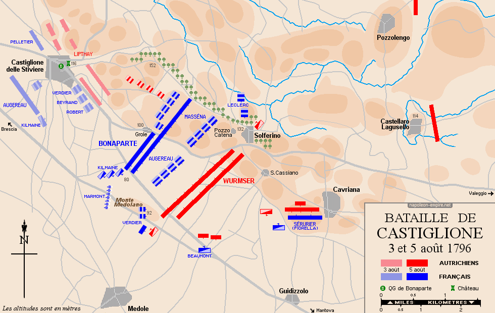 Batailles napoléoniennes - Carte de la bataille de Castiglione