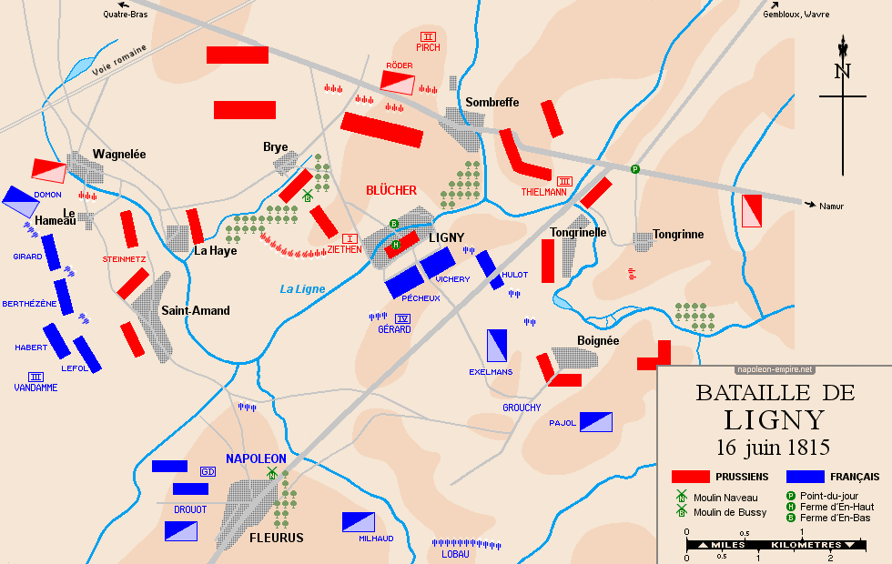 Batailles napoléoniennes - Carte de la bataille de Ligny