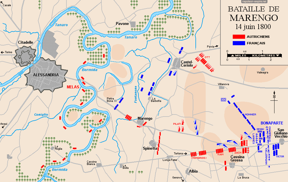 Batailles napoléoniennes - Carte de la bataille de Marengo