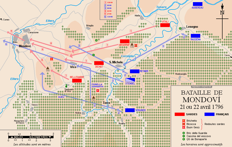 Batailles napoléoniennes - Carte de la bataille de Mondovì