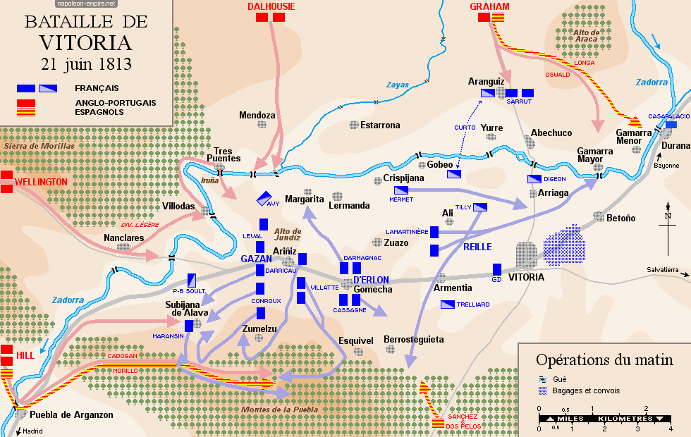 Batailles napoléoniennes - Carte de la bataille de Vitoria