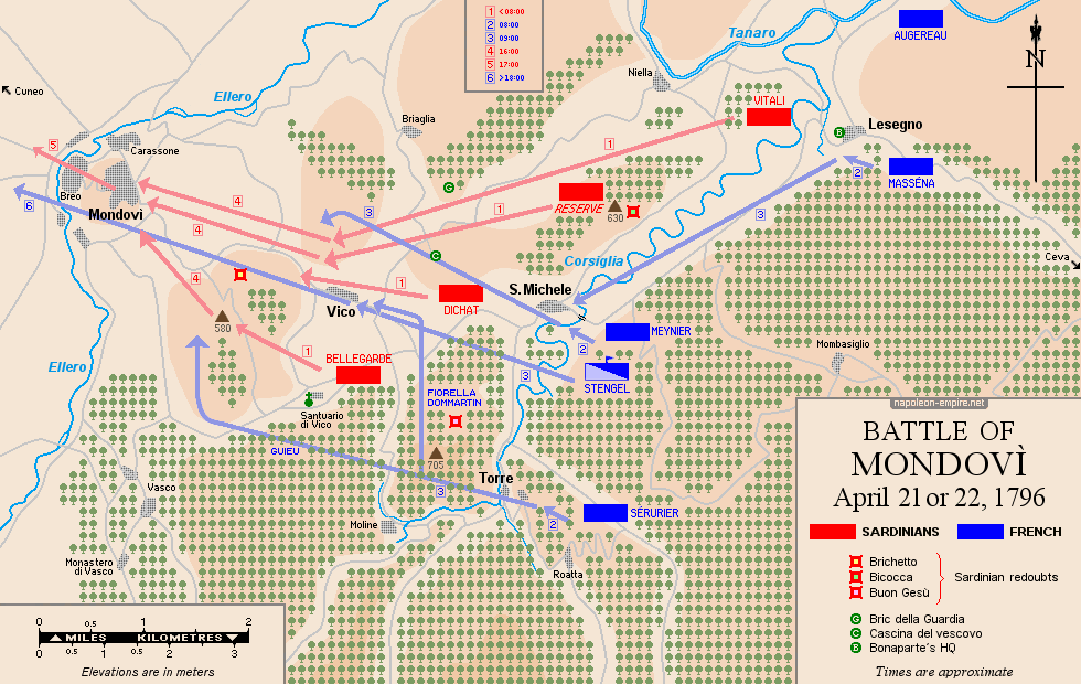 Napoleonic Battles - Map of the battle of Mondovì.