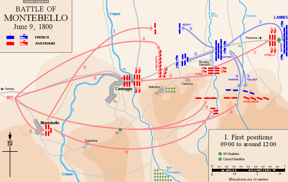 Napoleonic Battles - Map of the battle of Montebello - First positions
