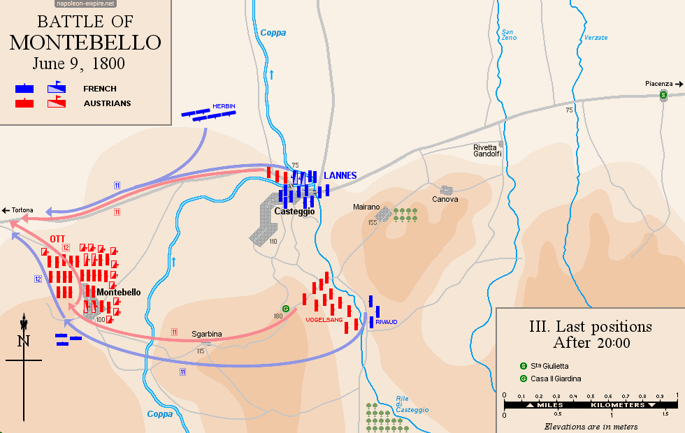 Napoleonic Battles - Map of the battle of Montebello - Last positions

