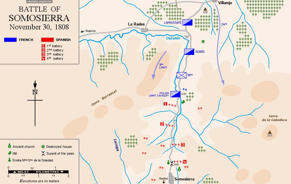 Napoleonic Battles - Map of the battle of Somosierra