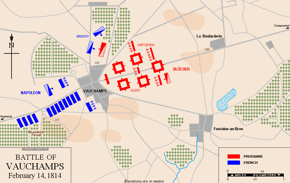 Napoleonic Battles - Map of the battle of Vauchamps