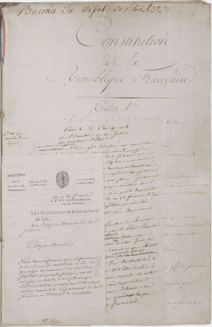 Première page du manuscrit de la Constitution de l'an VIII