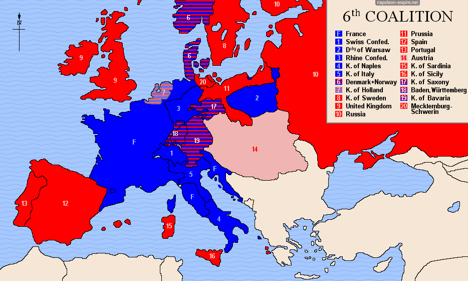 The members of the sixth coalition against France