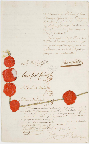Dernière page et sceaux du traité de Campo Formio
