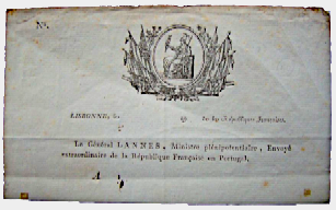 Papier à entête du général Lannes, ambassadeur au Portugal