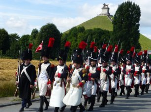 Parade near the Lion's Mound at Waterloo