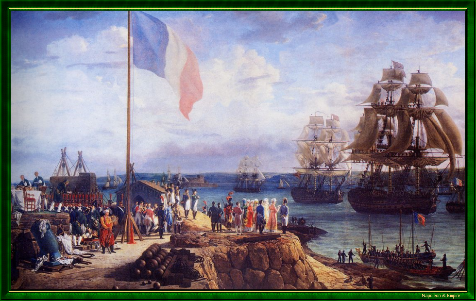 Napoléon et Marie Louise assistant au défilé de l'escadre de Cherbourg, par L.Ph. Crépin