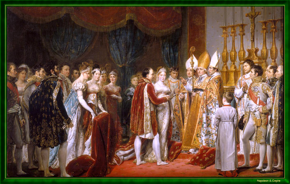 Mariage religieux de Napoléon Ier et de Marie-Louise dans le Salon carré du Louvre, le 2 avril 1810, par G. Rouget