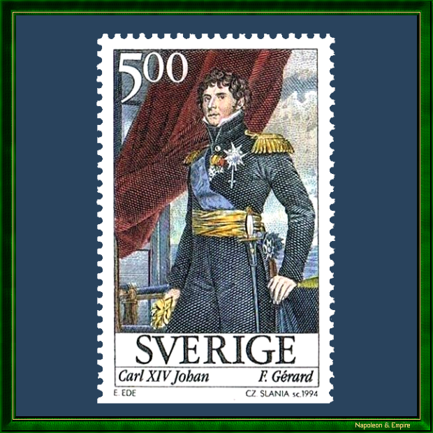 Timbre suédois représentant Jean-Baptiste Bernadotte