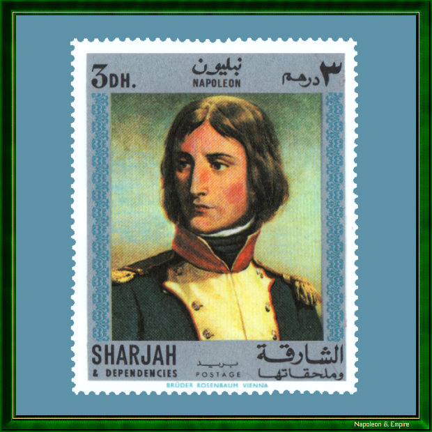 Timbre de Sharjah représentant le lieutenant-colonel Bonaparte