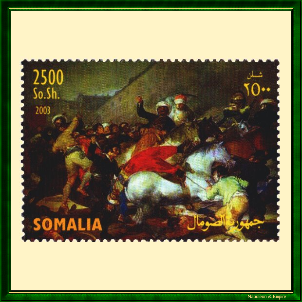 Timbre somalien reproduisant le tableau Dos de Mayo