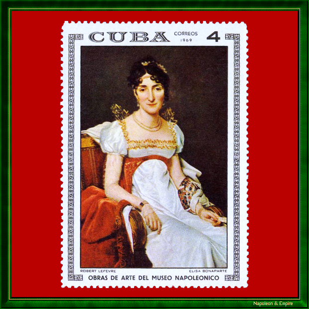 Postage stamp with the image of Elisa Bonaparte