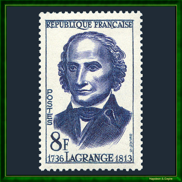 Timbre français de 8 francs représentant Joseph Louis Lagrange
