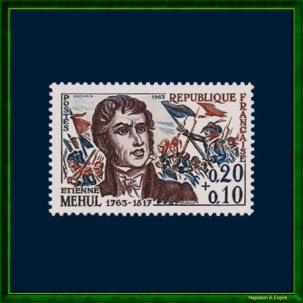 Timbre français de 20 plus 10 centimes représentant Etienne Méhul