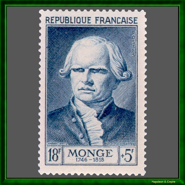 Timbre français de 18 plus 5 francs représentant Gaspard Monge